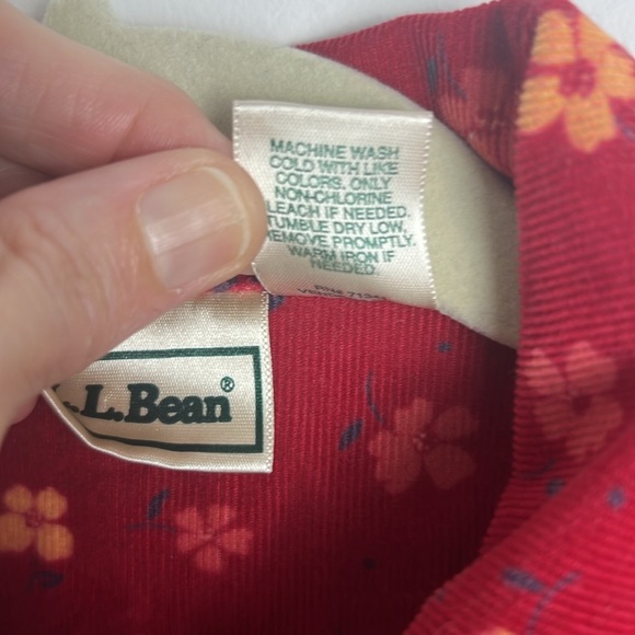 L.L. Bean Girl's Medium Red Ditsy Floral Corduroy A-Line Dress 100% Cotton - Picture 11 of 13